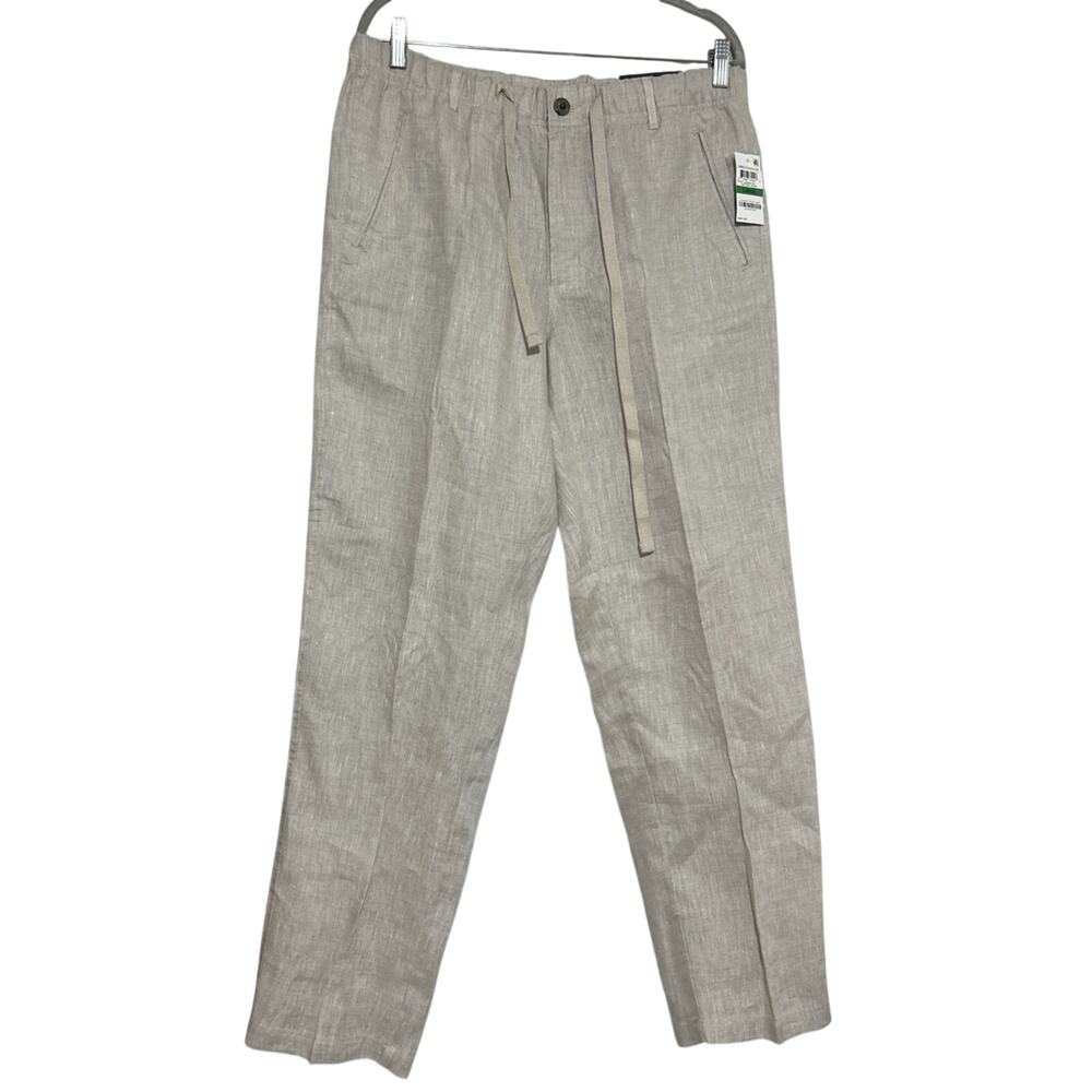 Tasso Elba Island Men’s sz L Linen Natural Khaki Drawstring Pants NWT